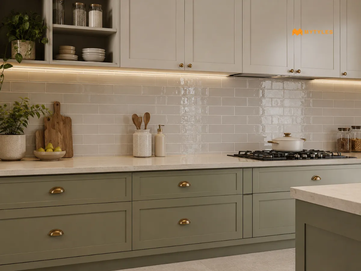 Subway Backsplash Tiles with Matching Grout